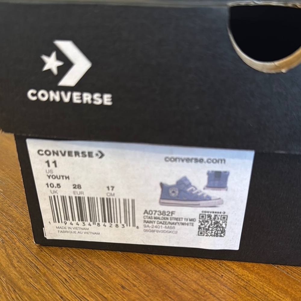 Converse Unisex Kids High-Top Sneakers Size 11- Gray Blue Hue - Picture 6 of 9